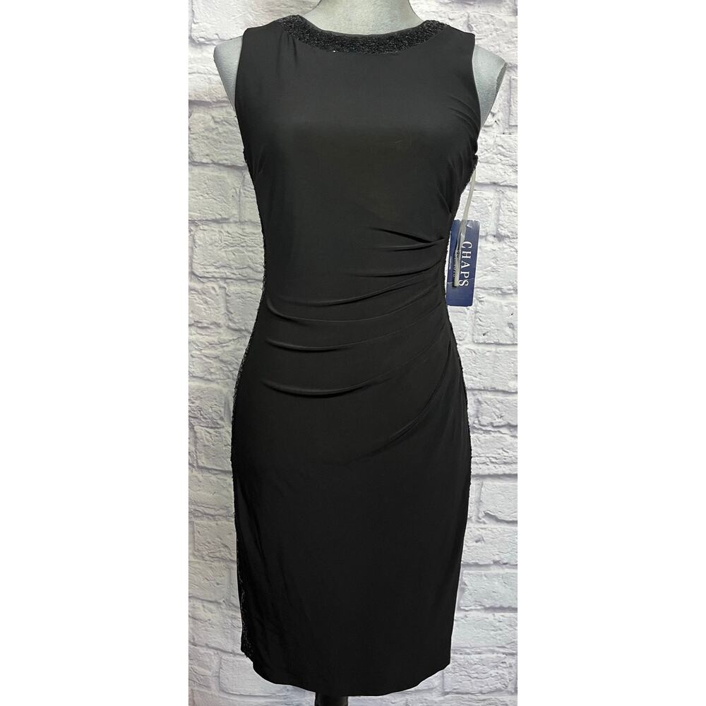 NWT Ralph Lauren Chaps Poly-knit Stretch Bodycon Ruched Cocktail Dress